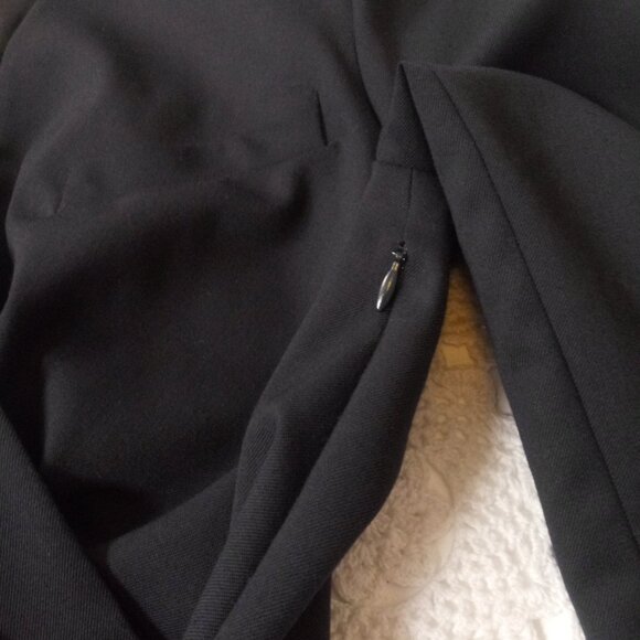 Sandro Pencil Dress Navy Blue Stretch Wool 3/4 Sleeve V Neck Pleat 36 Women S US - Picture 3 of 10